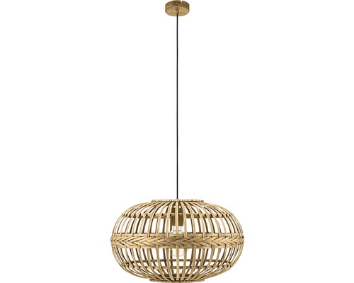 Hanglamp, 1-lichts, HxØ 110x38 cm, zwart/naturel