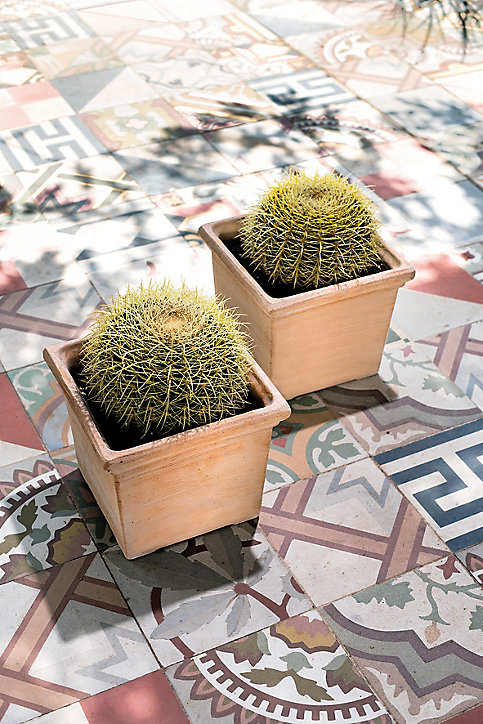 Pot carré terre cuite Deroma Quadro Siena Toscana 25,5 x 25,5 x h.25,5 cm