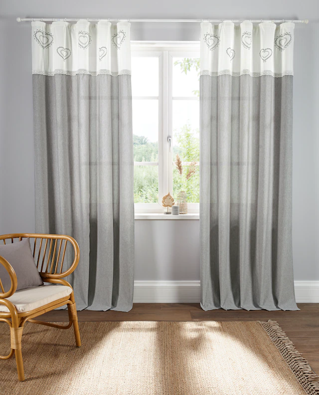 my home Gardine »Louis« Kräuselband 1 Stk. tlg. halbtransparent, aus Bio-Baumwolle, einseitig bedruckt