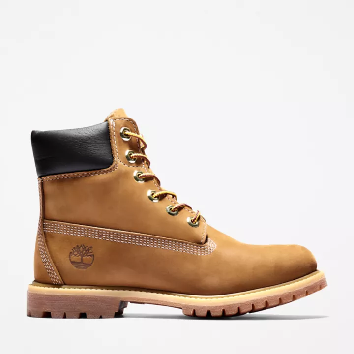 Bota Timberland Premium de 6 polegadas impermeável para mulheres na cor marrom