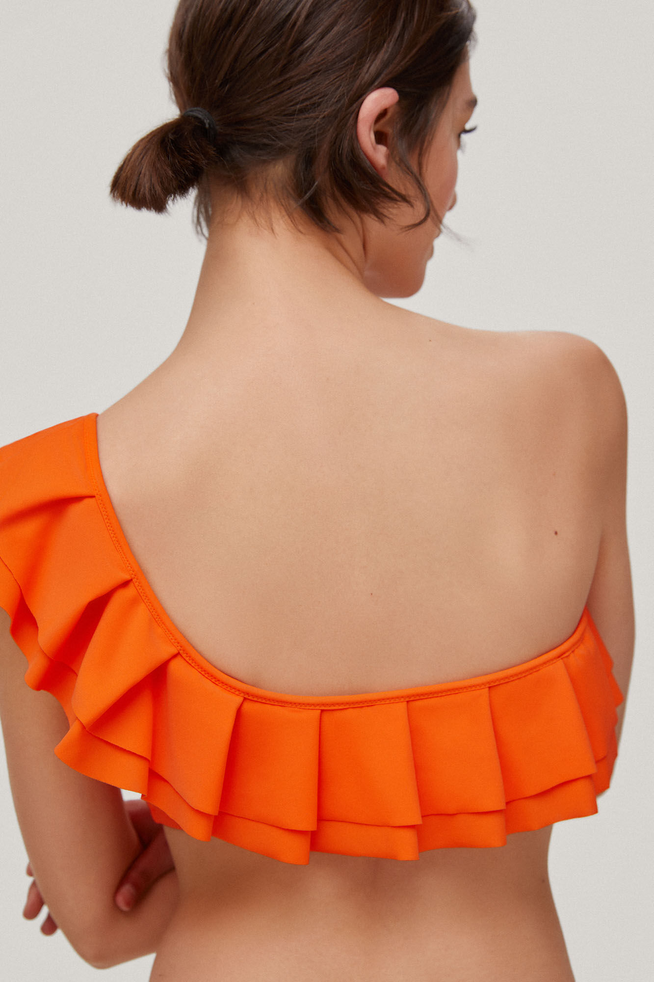 Top de biquíni assimétrico estilo borboleta - Laranja