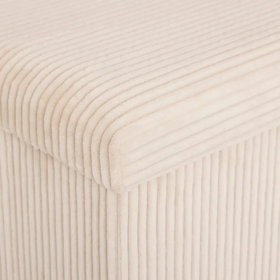 Hocker/Poef Ribcord - opvouwbaar - wit - polyester - 38x38cm