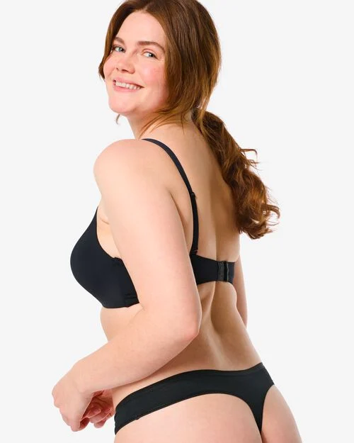 2 strings femme taille haute coton stretch noir