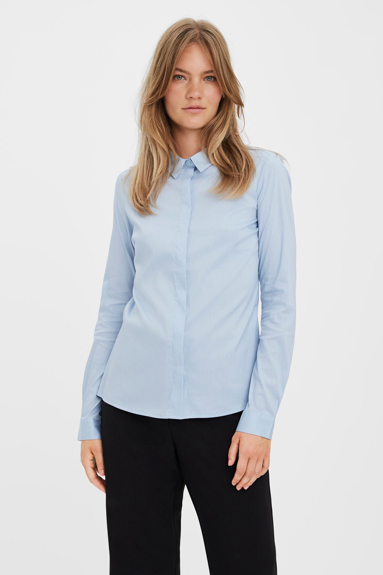 Camisa básica de manga comprida - Azul