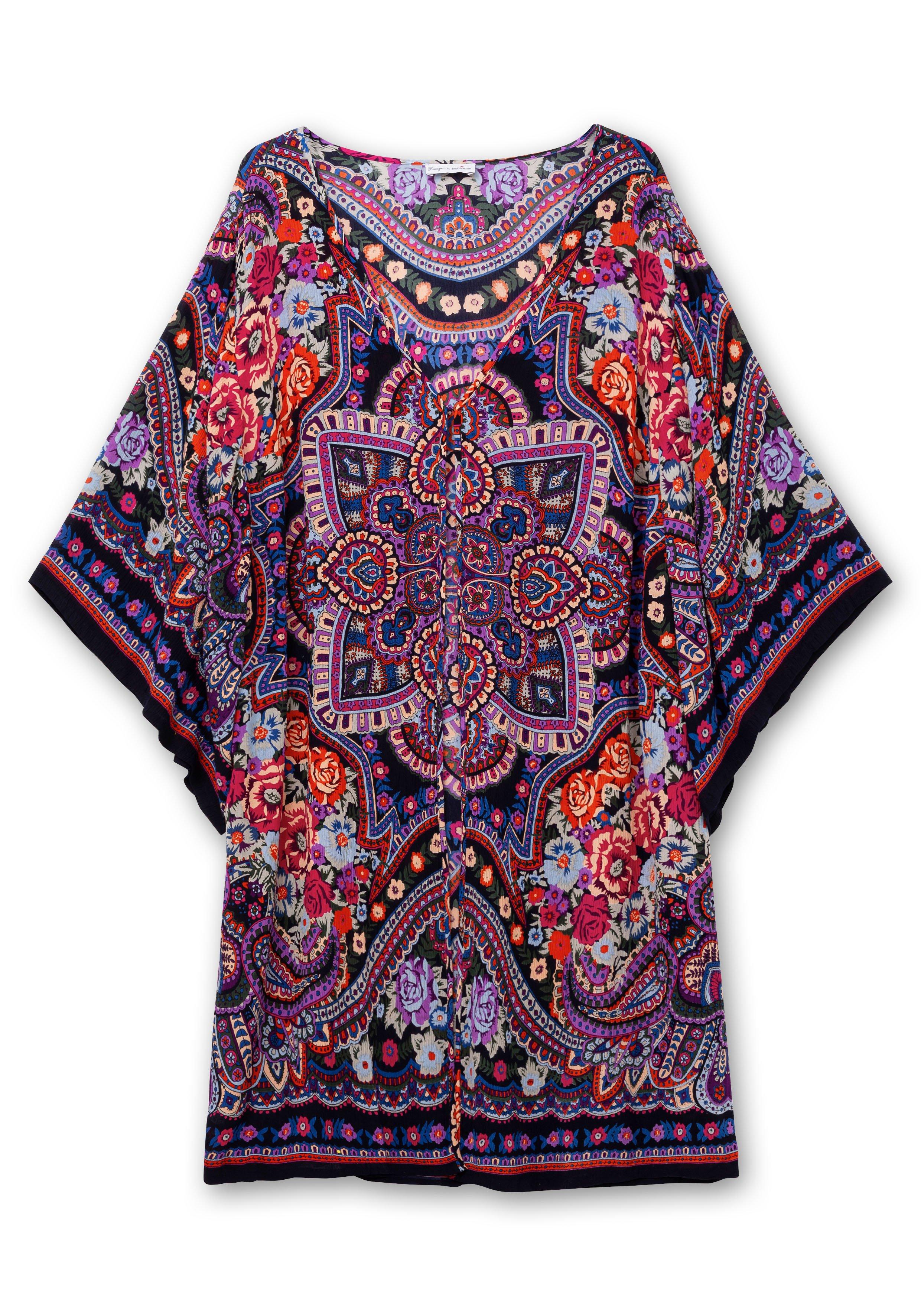 Lange Blusenjacke mit Ornament- und Bordürenprint