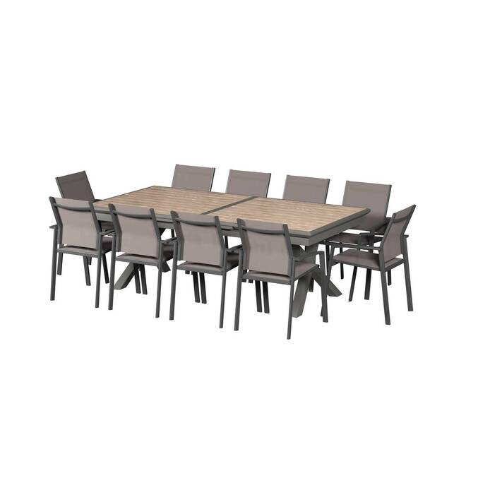 Table de jardin extensible AXIOME Effet bois Honey & Praline