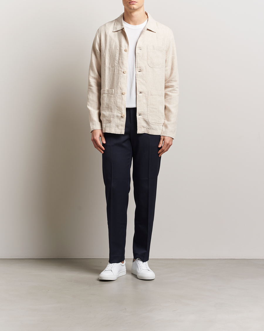 KnowledgeCotton Apparel Linen Overshirt Light Feather Grey