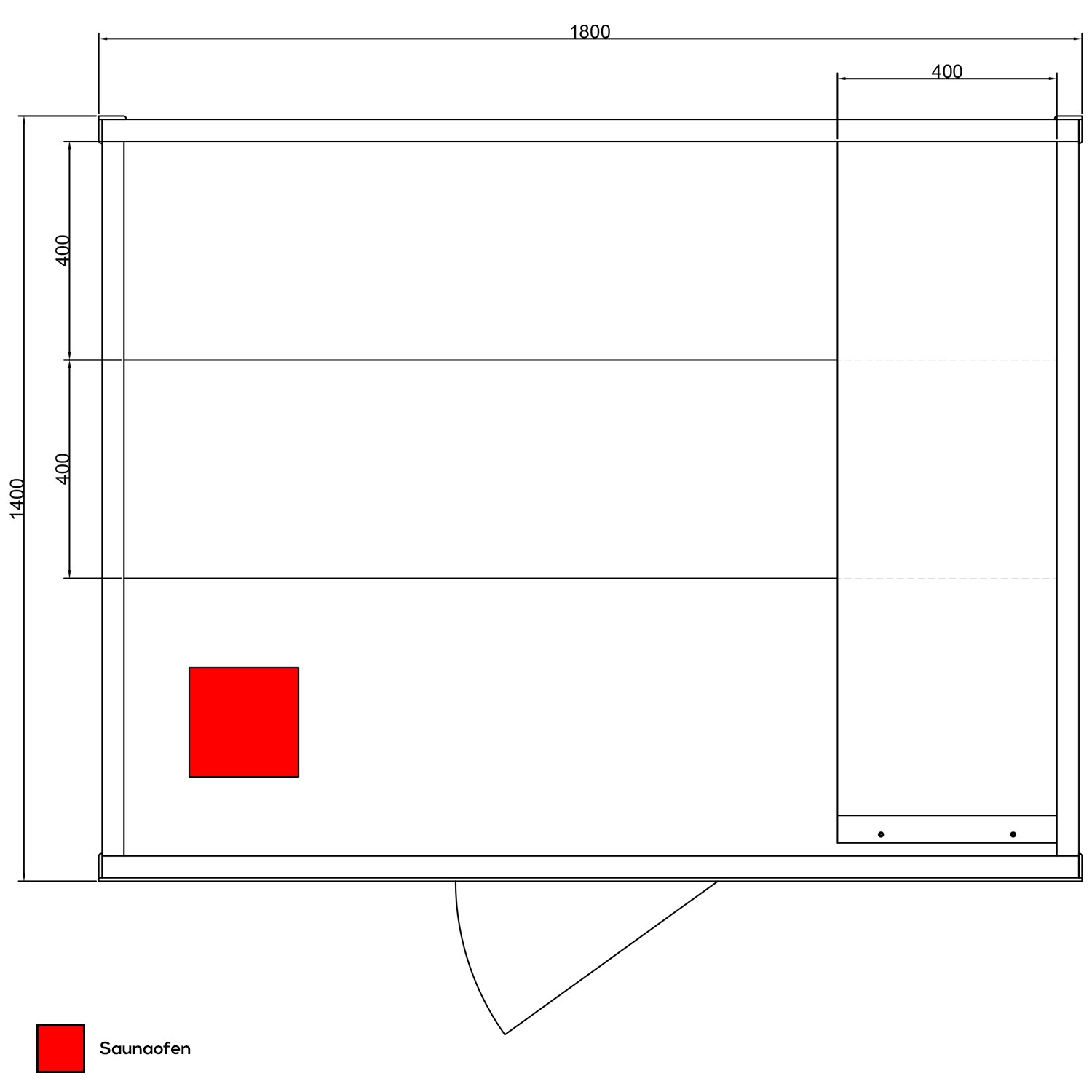 Dewello® Finnische Traditionelle Sauna SARNIA PLUS 180cm x 140cm inkl. 6 KW Harvia Ofen, inkl.Aufguss-Set, Sanduhr, Thermometer