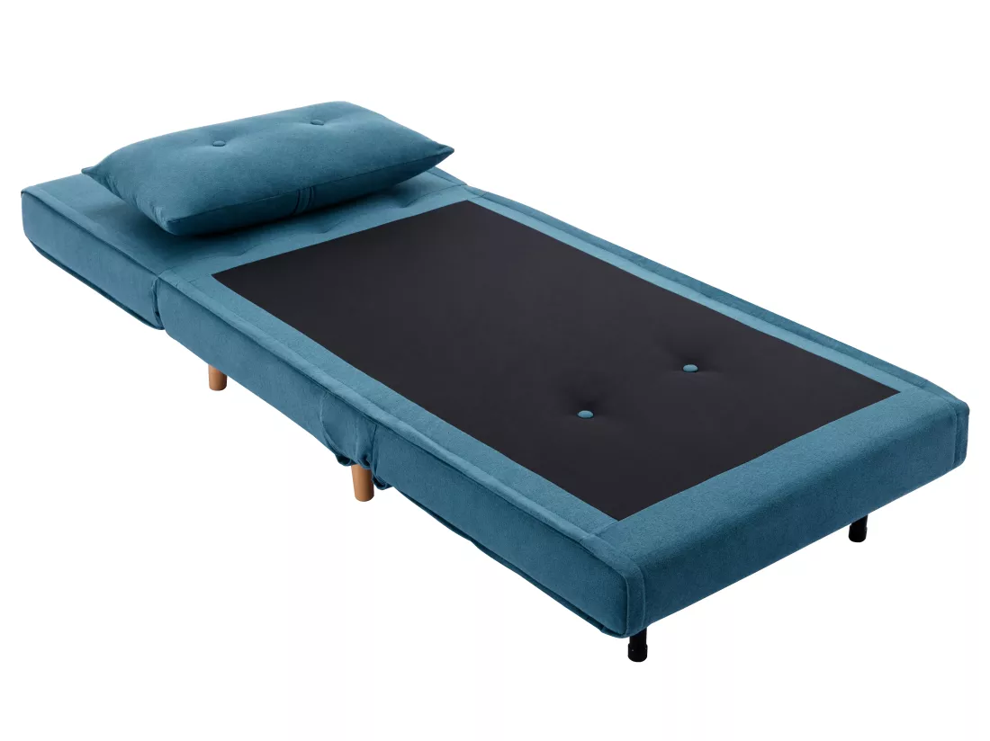 Fauteuil convertible en tissu bleu URIBIA