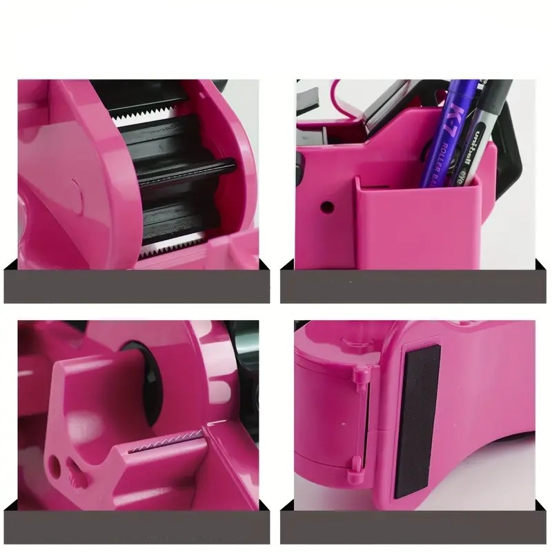 (20x11cm) Multifunktions Klebeband Abroller Tape Spender mit Stift Halterung   Cutter - Pink