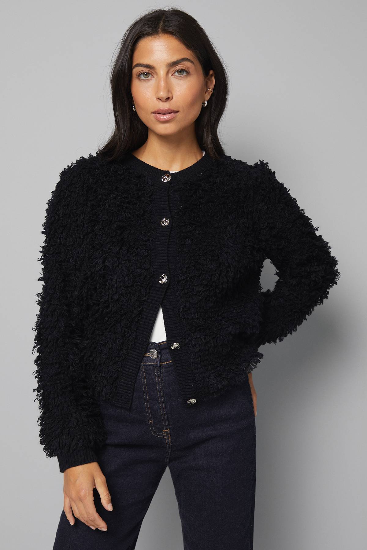 Wallis Cardigan à Détail Bouclé