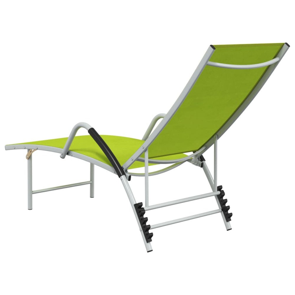 Transat chaise longue bain de soleil lit de jardin terrasse meuble d'extérieur textilène et aluminium vert