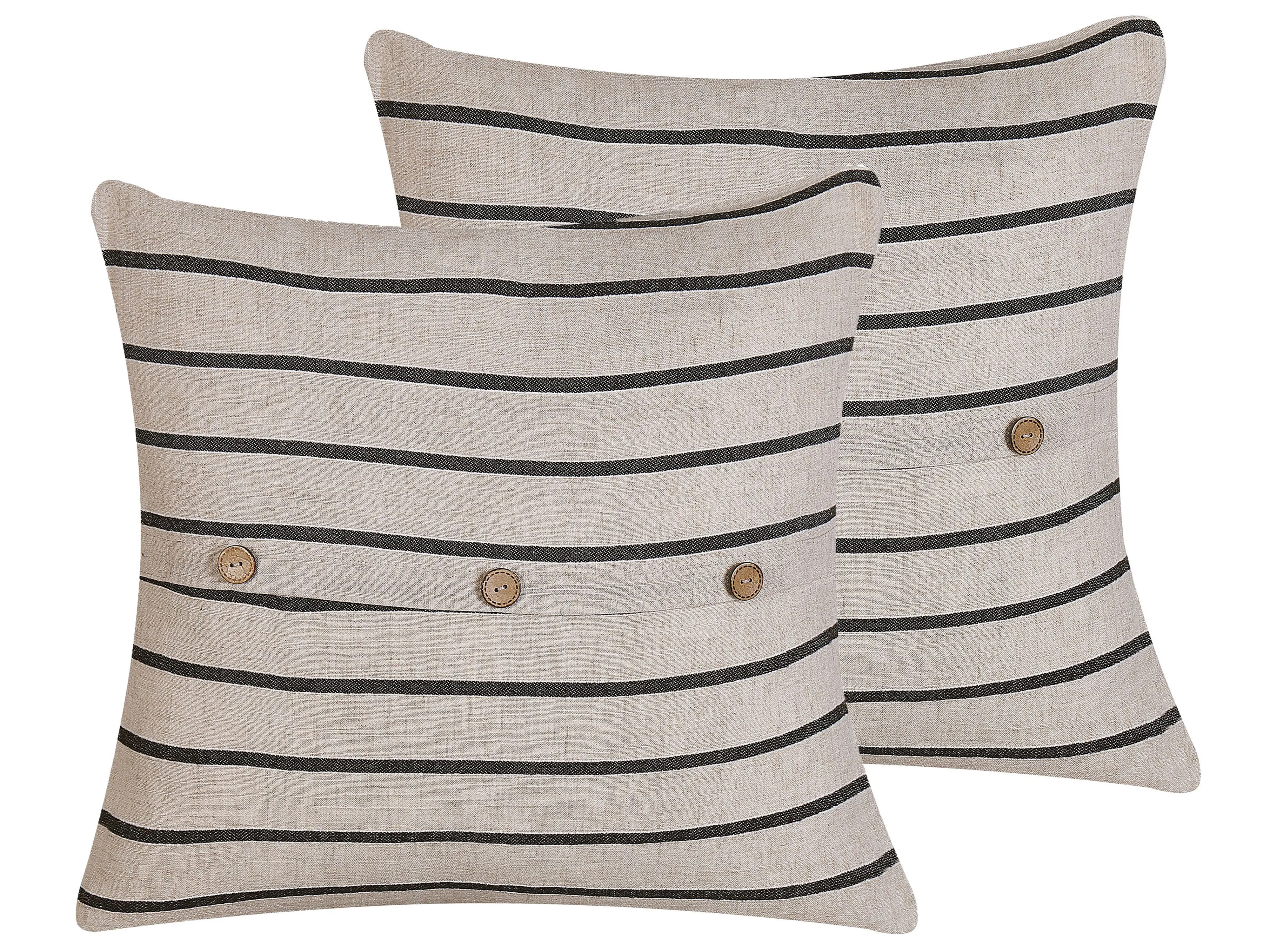 Set van 2 sierkussens CYNARA Katoen 43 x 43 cm Beige gestreept