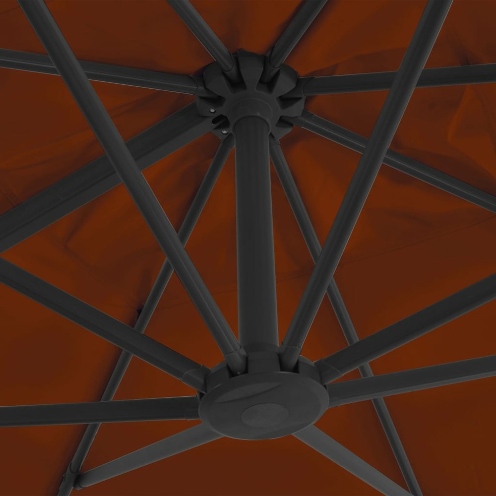 Parasol déporté avec mât en aluminium 300 x 300 cm terre cuite
