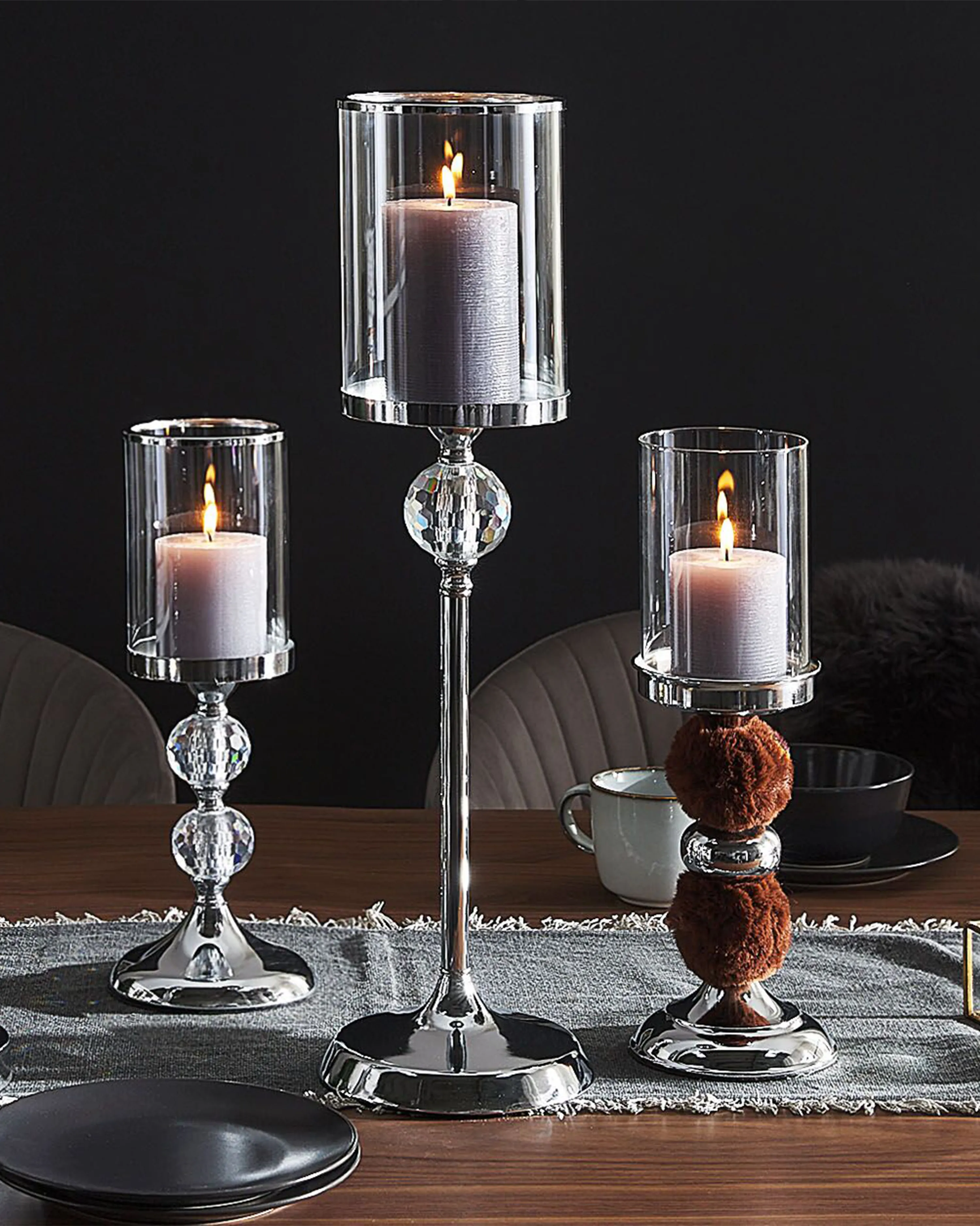 Kaarshouder COTUI Glas 58 cm Zilver