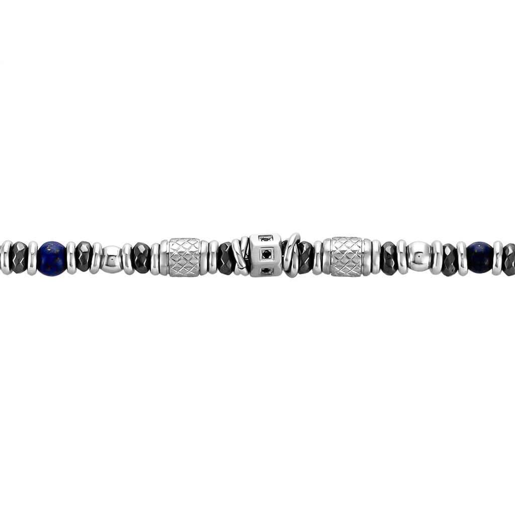 Bracelet Cliff Acier Gris Agate Hématite Oxyde De Zirconium