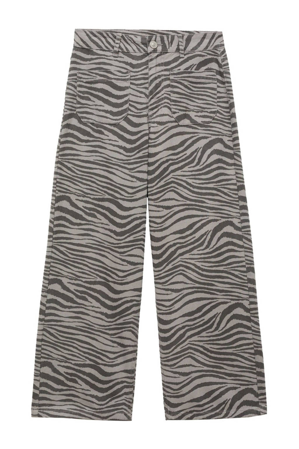 MANGO TEEN broek met zebraprint grijs/donkergrijs