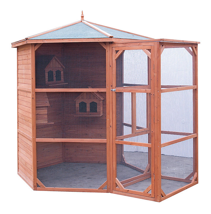 Volière en bois 4,5m² grand modèle avec sas d'entrée pour 6 à 10 oiseaux Habrita