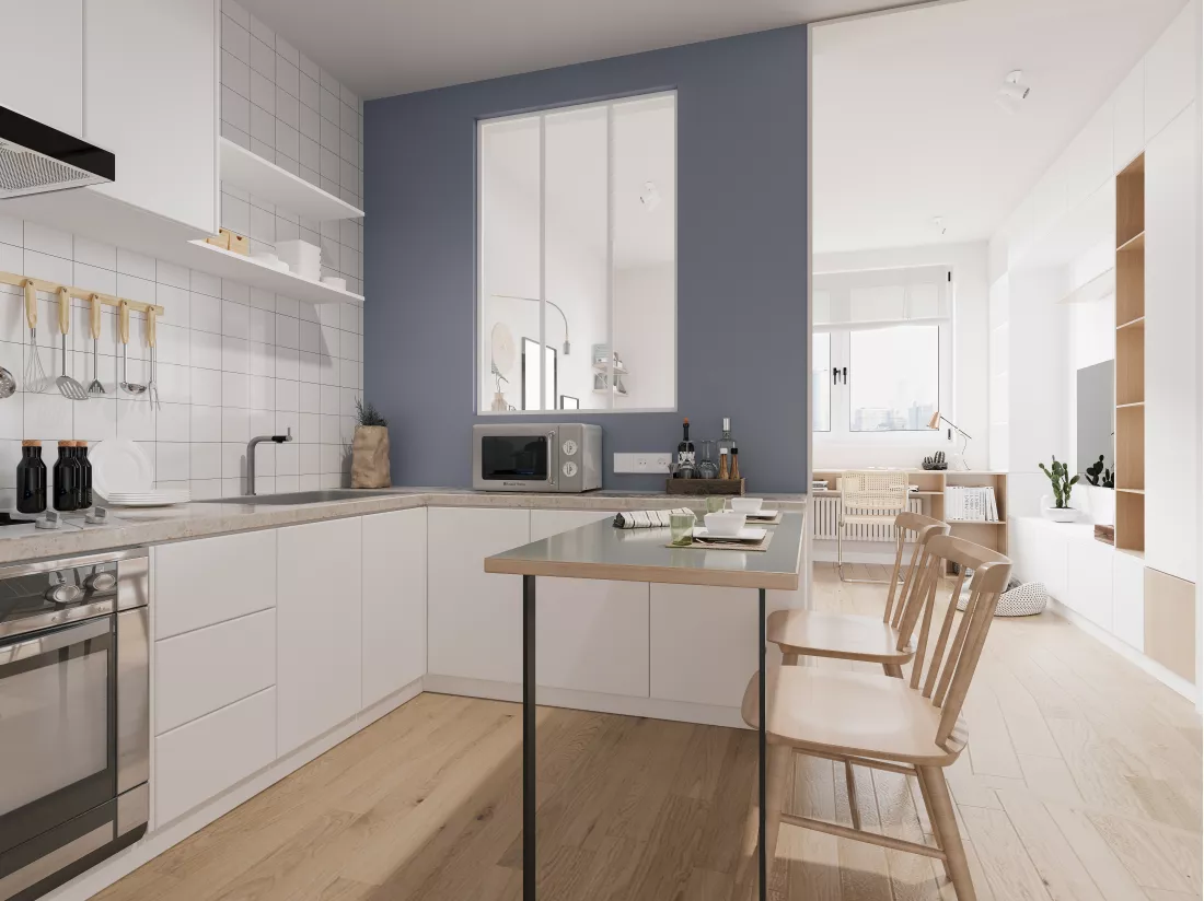 Verrière atelier en aluminium thermolaqué - 90x130 cm - Blanc - BAYVIEW