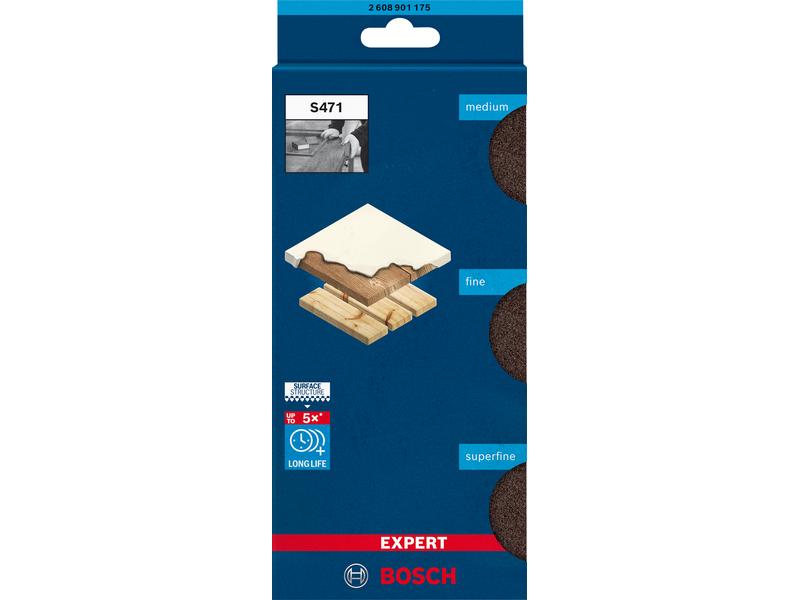 Bosch Professional Unischleifblock Expert-Set S471, 3-teili Standard-Blockschleifpapier-Set mittel, fein und superfein
