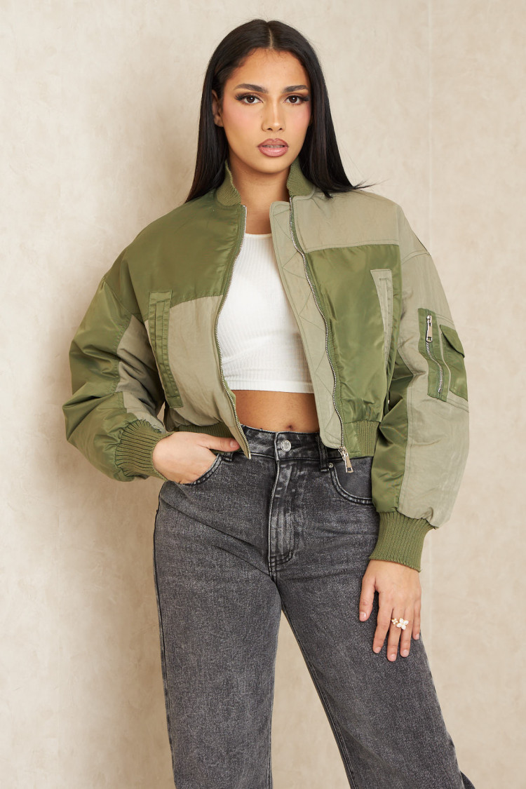 Bomber bicolor vert et kaki