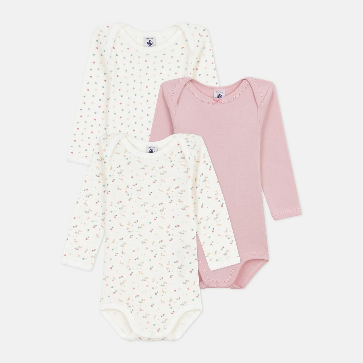 PETIT BATEAU<br>Conjunto de 3 bodies de manga comprida