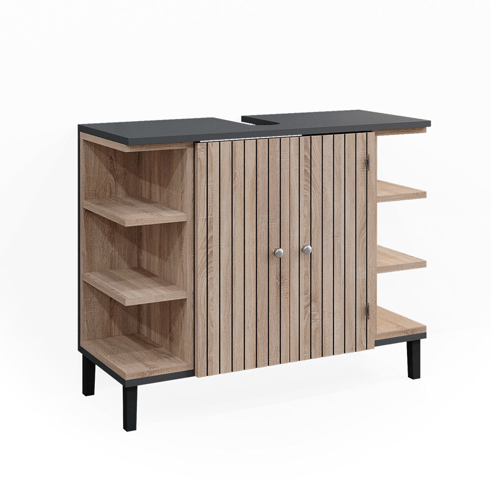 Vicco Waschtischunterschrank Aquis 79,6 x 64 cm, Sonoma Anthrazit, Badezimmer