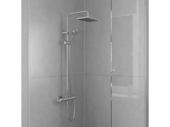 Colonne de douche thermostatique HANSGROHE Vernis Shape 230 chromé + tablette AddStoris