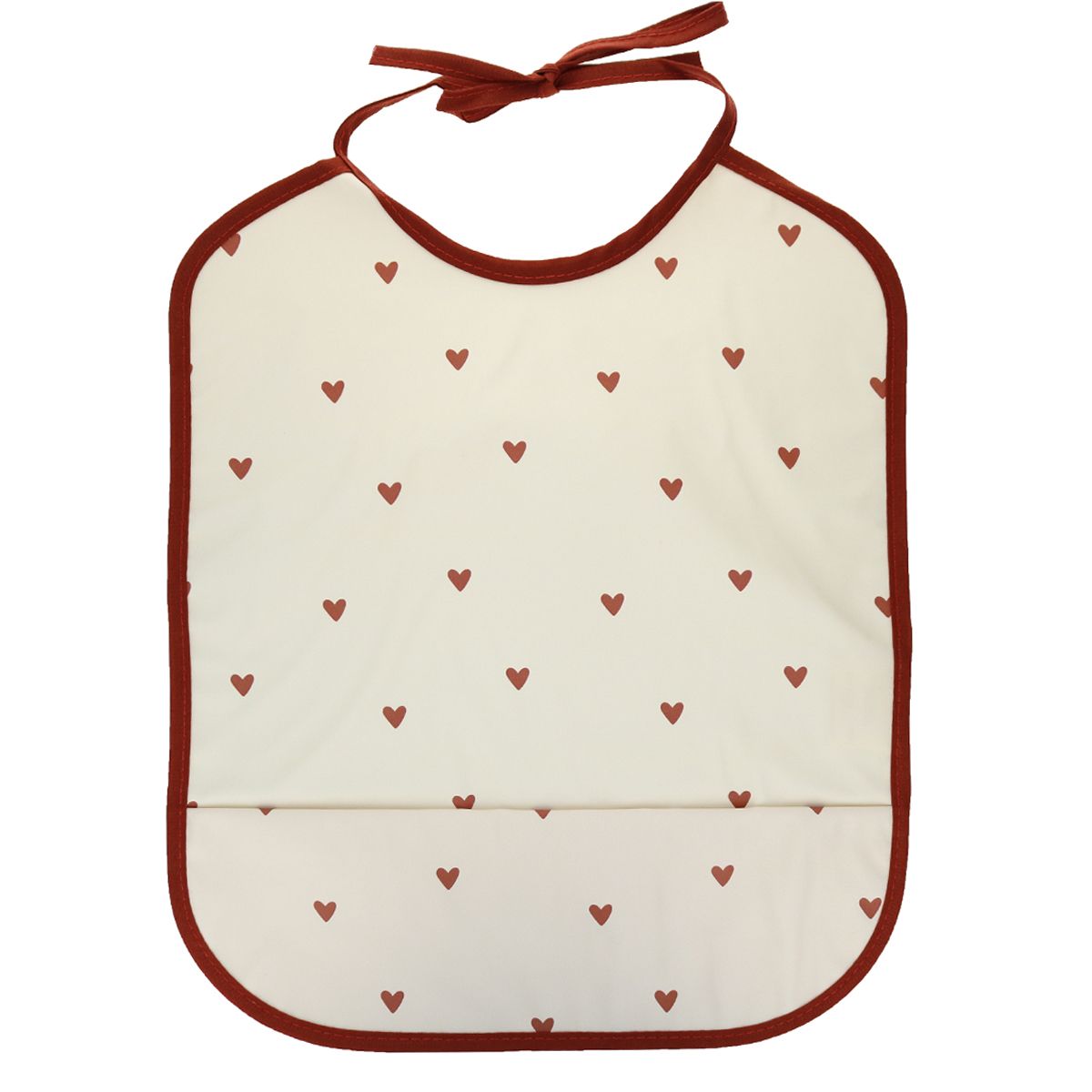 Bavoir imperméable cœurs terracotta  Petit toi