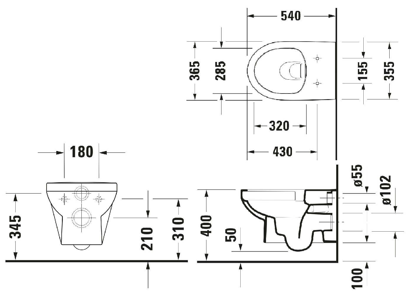 Duravit No. 1 randloos toilet wit glans