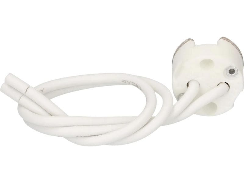 Max Hauri Halogenfassung G4/G5.3/G6.35 / PTFE Länge: 140 mm Weisse Halogenfassung aus Kunststoff