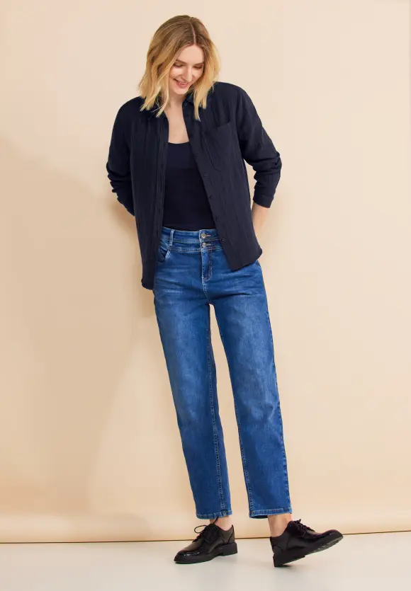 Musselin Hemdbluse - deep blue