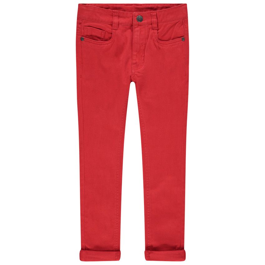 Pantalon à poches uni effet used et crinkle - Rouge