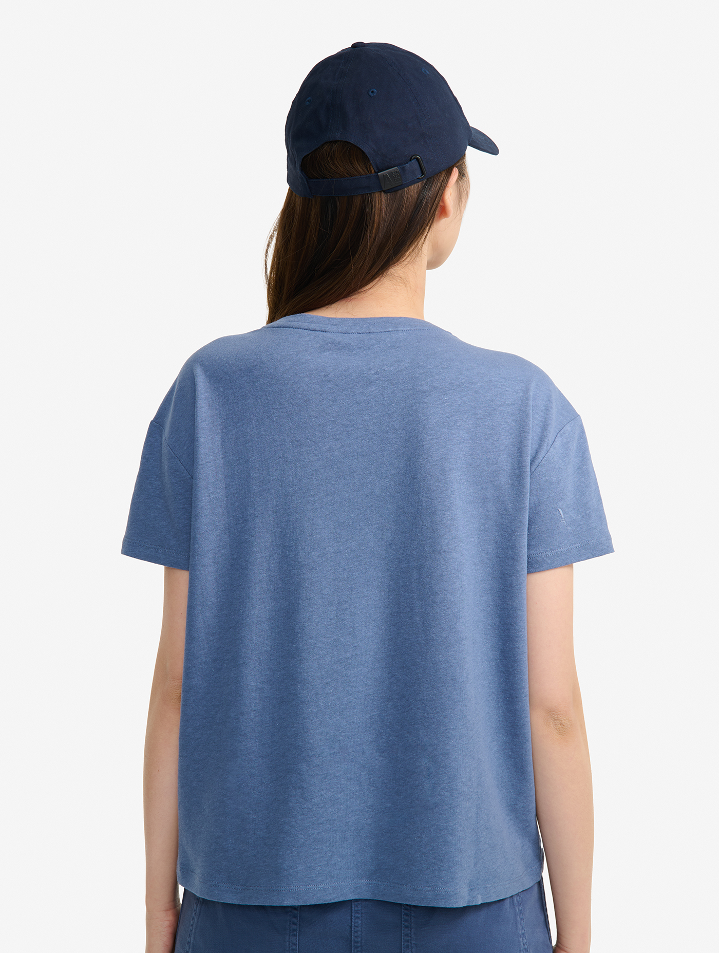 T-shirt col V en coton et lin MARAIS