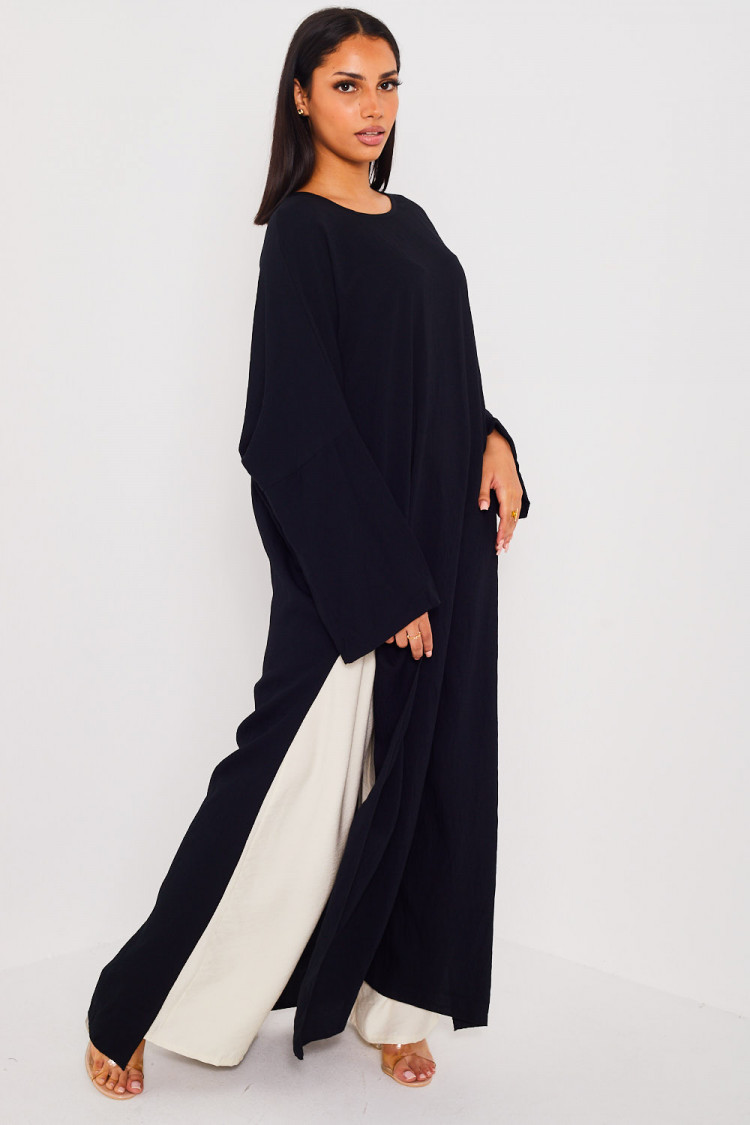 Ensemble 2 pièces robe + pantalon noir et beige