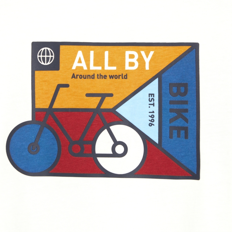T-shirt à motif vélo blanc garçon
