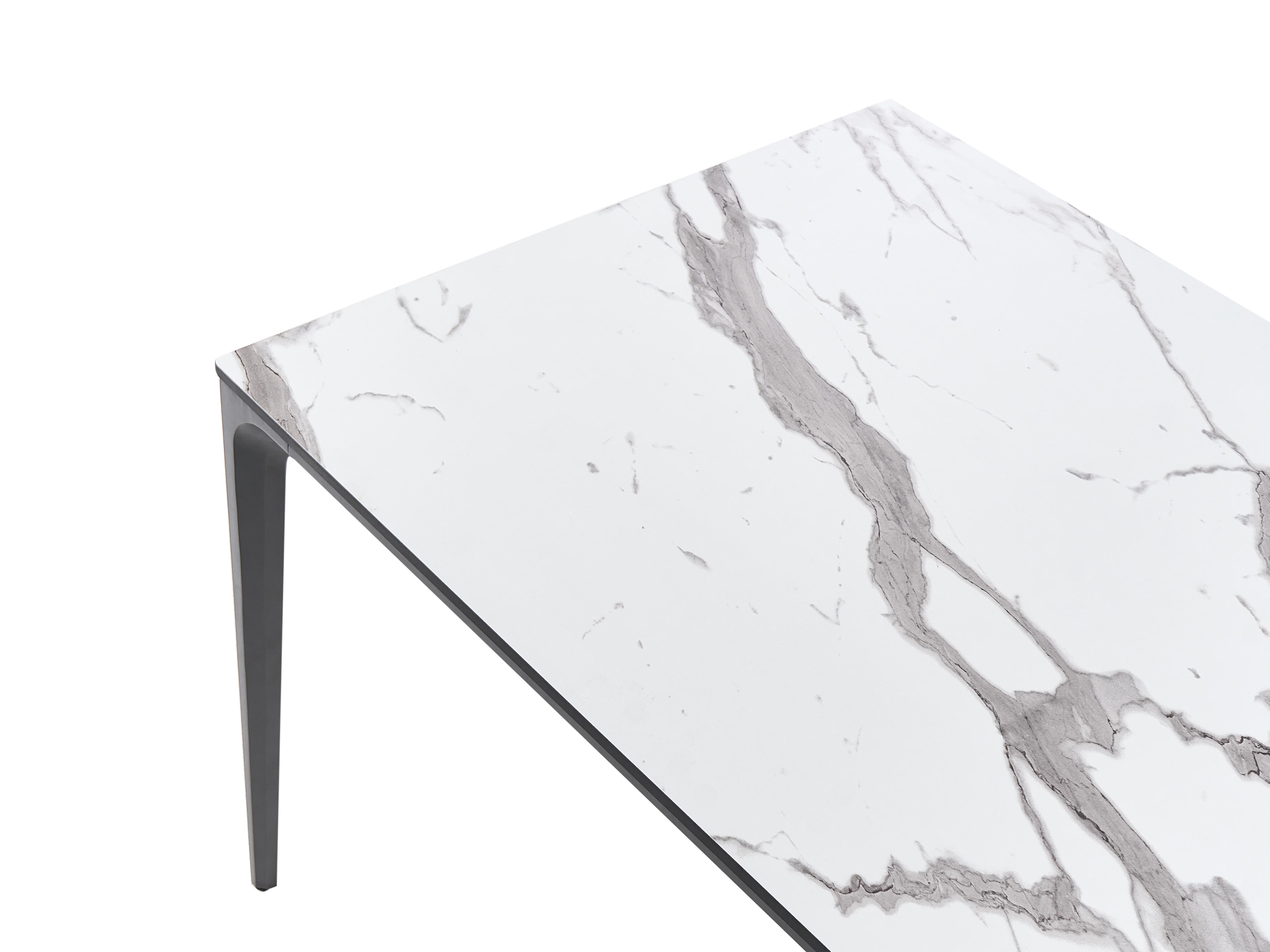 Tuin eettafel SOVARETO 180 cm 90 cm Marmereffect Wit marmer