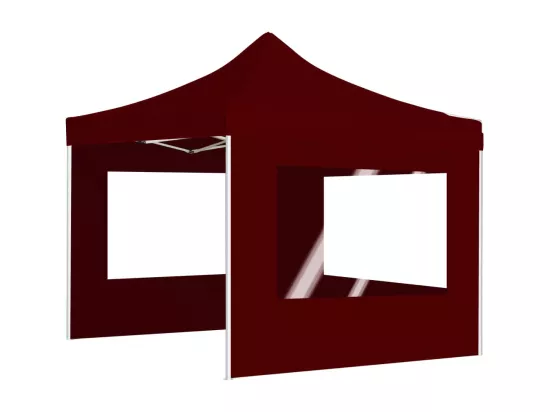 Tente de réception pliable avec parois Aluminium 3x3 m Bordeaux