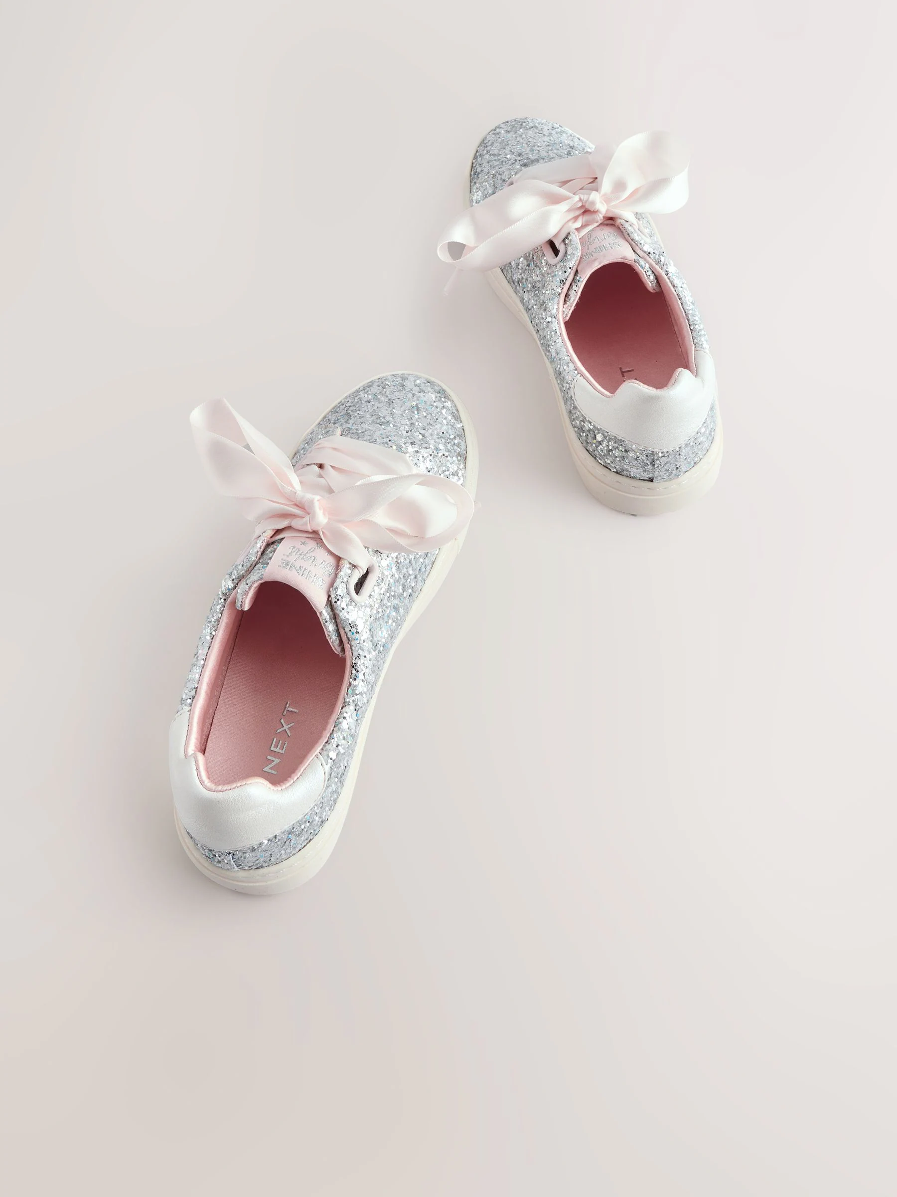 Zilverglitter - Occasion Lace-Up Trainers