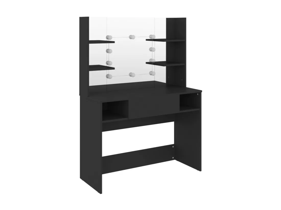 Table de maquillage avec éclairage LED 100x40x135 cm MDF Noir