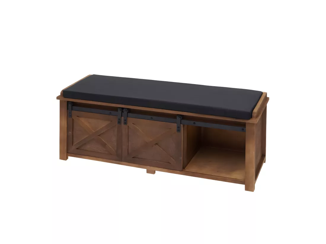 Banc avec compartiments de rangement MCW-H53, marron