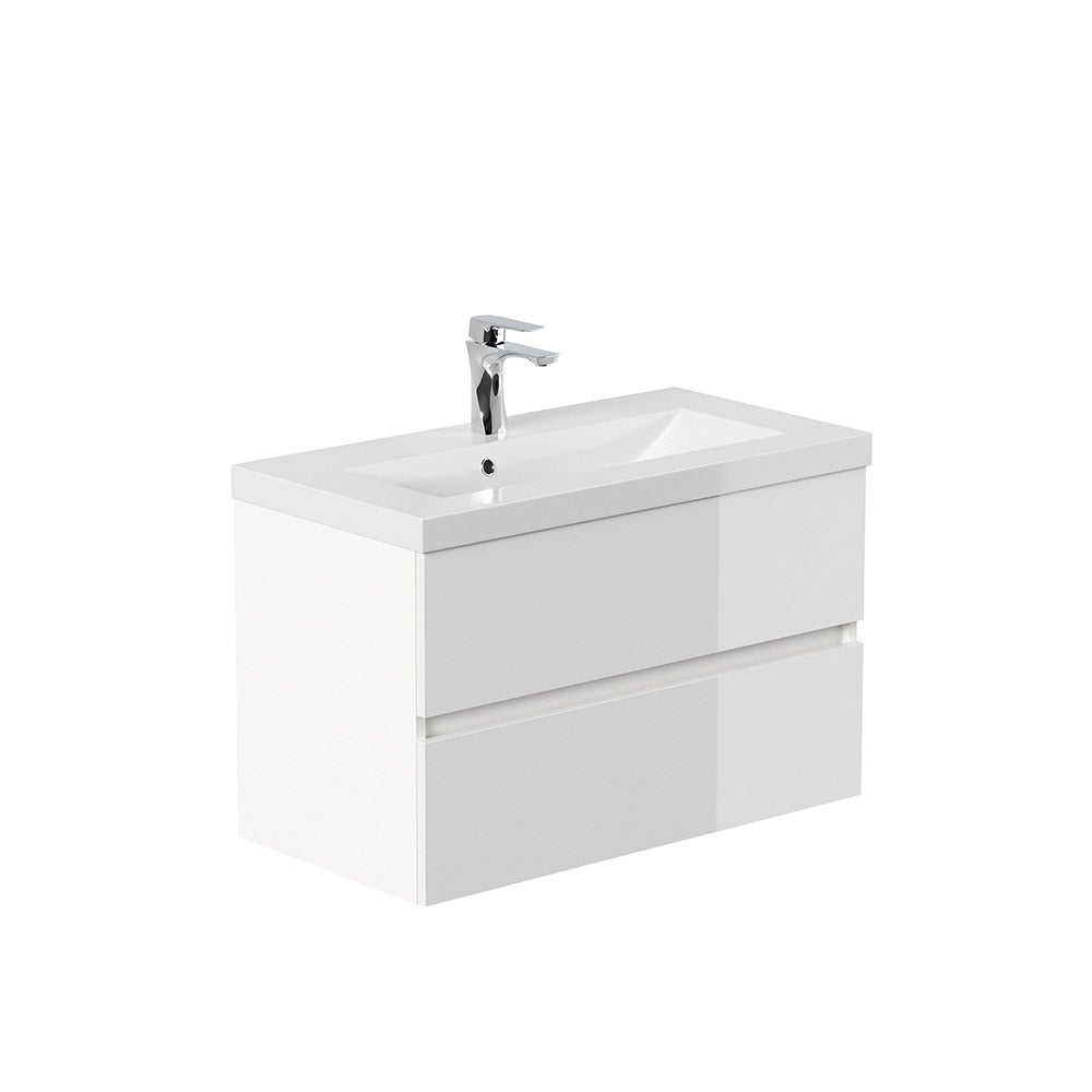 Home Deluxe - Badkamermeubel - Set - WANGEROOGE BIG Deluxe – Maat: S, Kleur: Wit, Breedte wastafel: ca. 80 cm | Badkamermeubel Meubel Wastafel