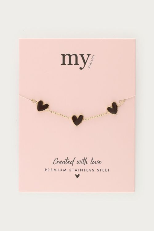 Armband met bruine hartjes
