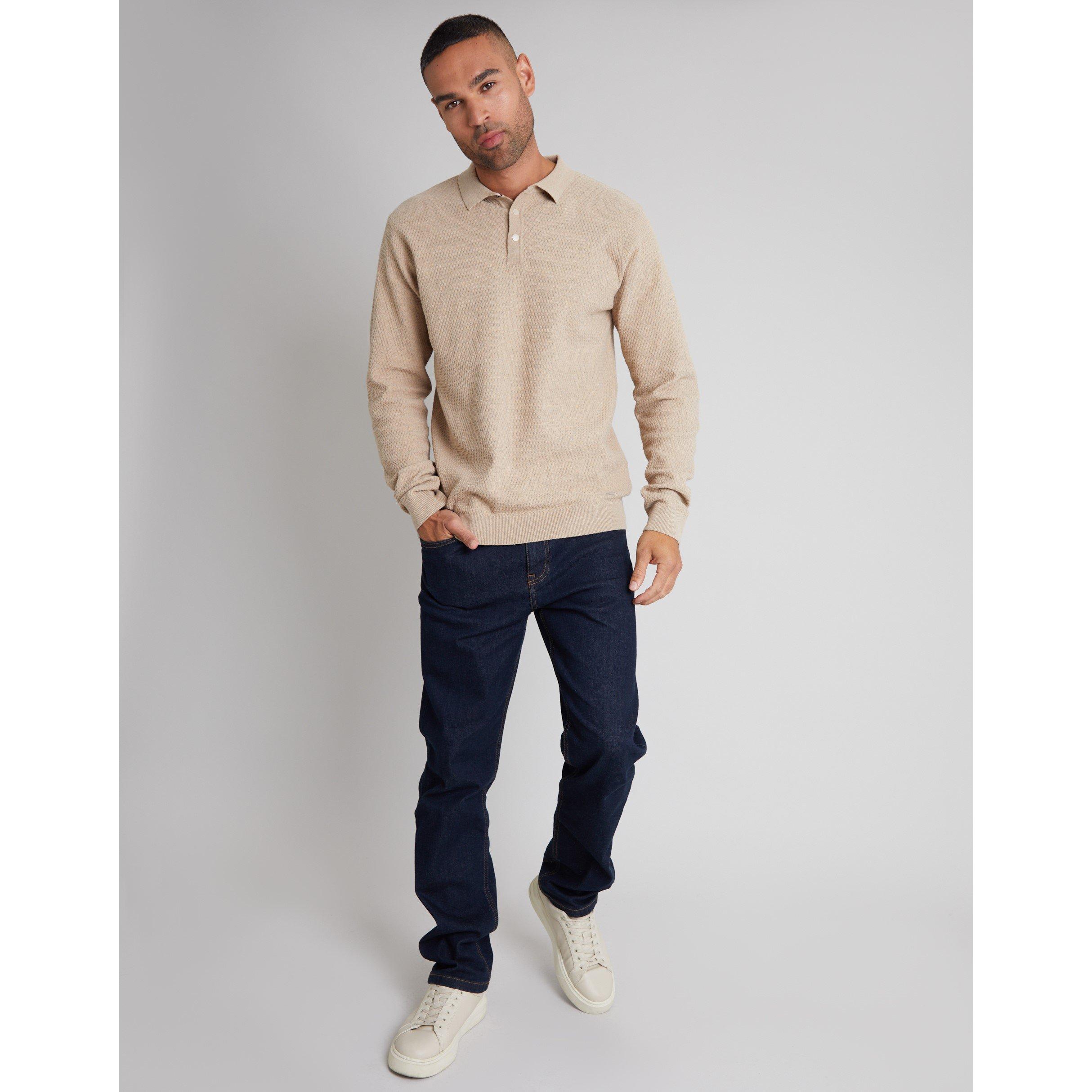Threadbare TB Long Sleeve Knitted Polo Mens