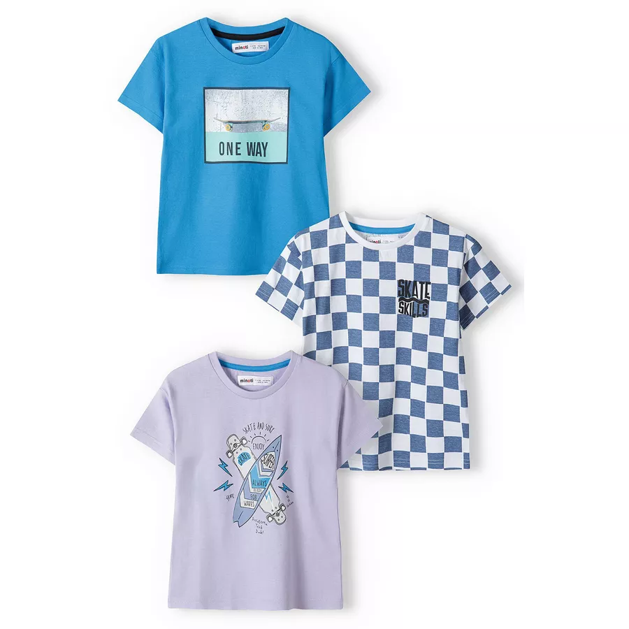 MINOTI 3er-Pack T-Shirts BlauFliederWeiß