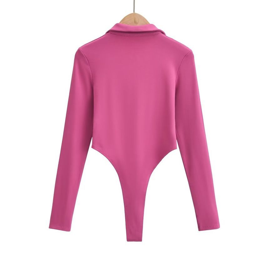 Osion - Bodytop met lange mouwen, nephals en rits