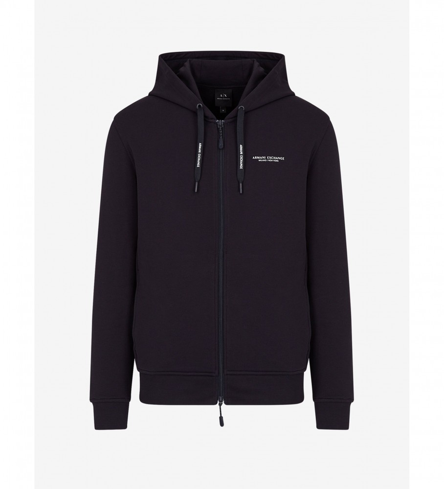 Moletom Armani Exchange Open Fleece Azul Marinho Algodão