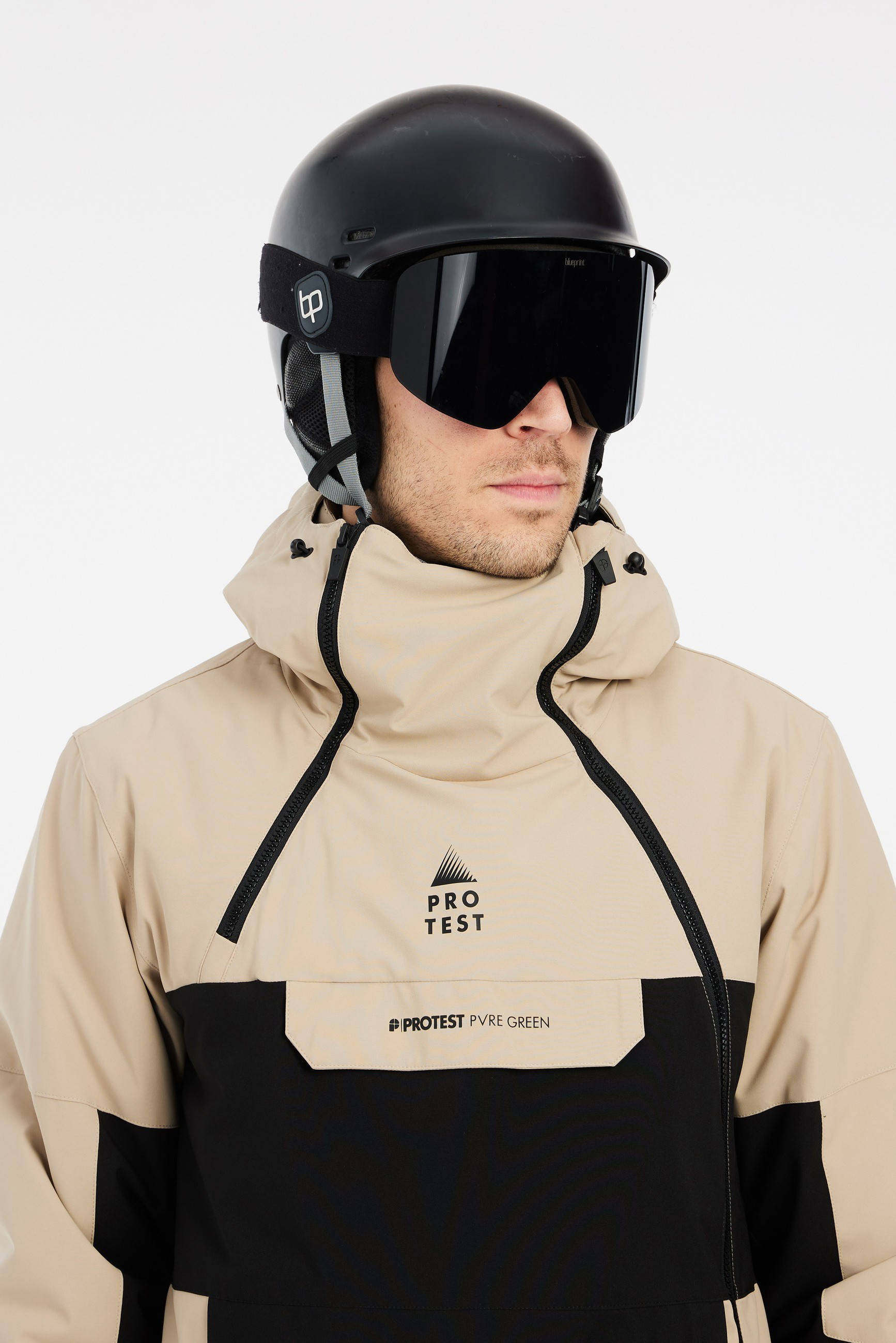 Protest ski-jack Dazzle beige/zwart
