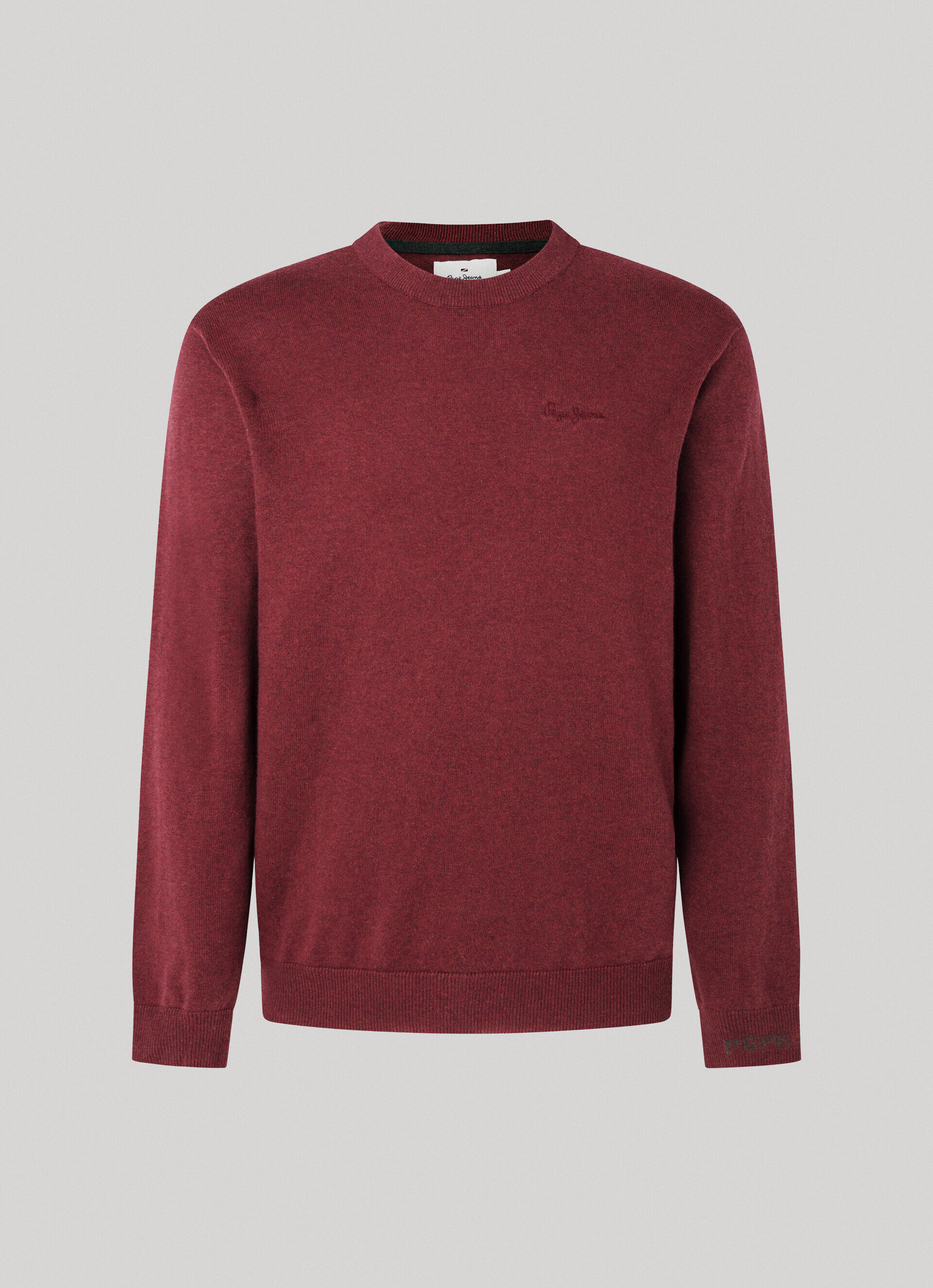 Suéter de gola redonda - vermelho borgonha