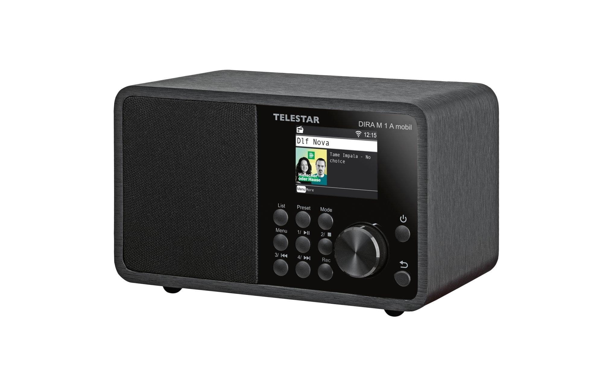Internet Radio DIRA M 1 A mobil Schwarz<br>Kompaktes, akkubetriebenes Mono-Multifunktionsradio